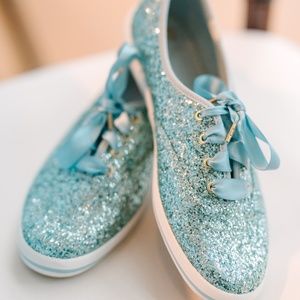 Keds × Kate Spade Champion Glitter Sneakers Blue Sparkle Glam